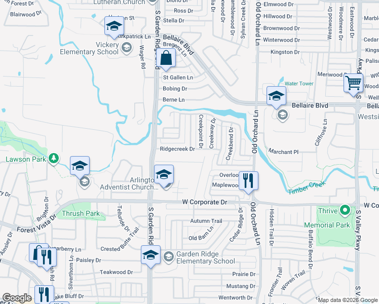 map of restaurants, bars, coffee shops, grocery stores, and more near 1431 Bart Lane in Lewisville