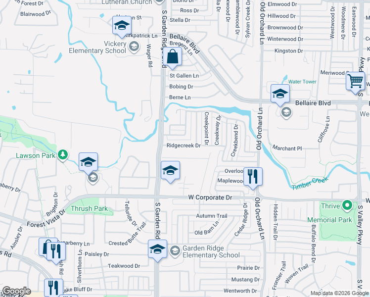 map of restaurants, bars, coffee shops, grocery stores, and more near 1475 Bart Lane in Lewisville