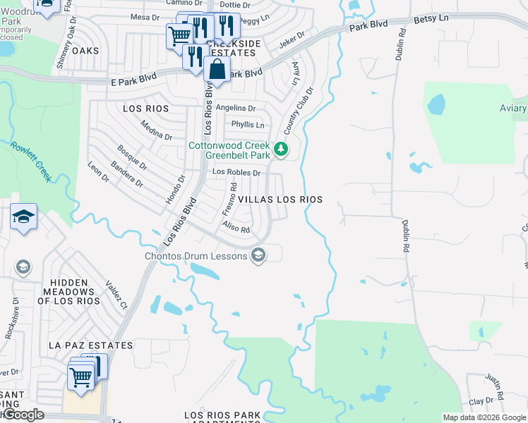 map of restaurants, bars, coffee shops, grocery stores, and more near 1908 Aliso Road in Plano