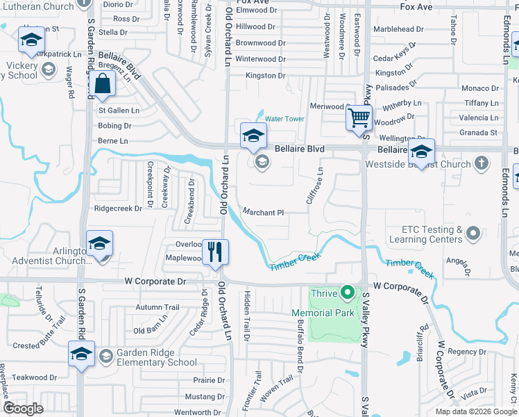 map of restaurants, bars, coffee shops, grocery stores, and more near 1248 Marchant Place in Lewisville