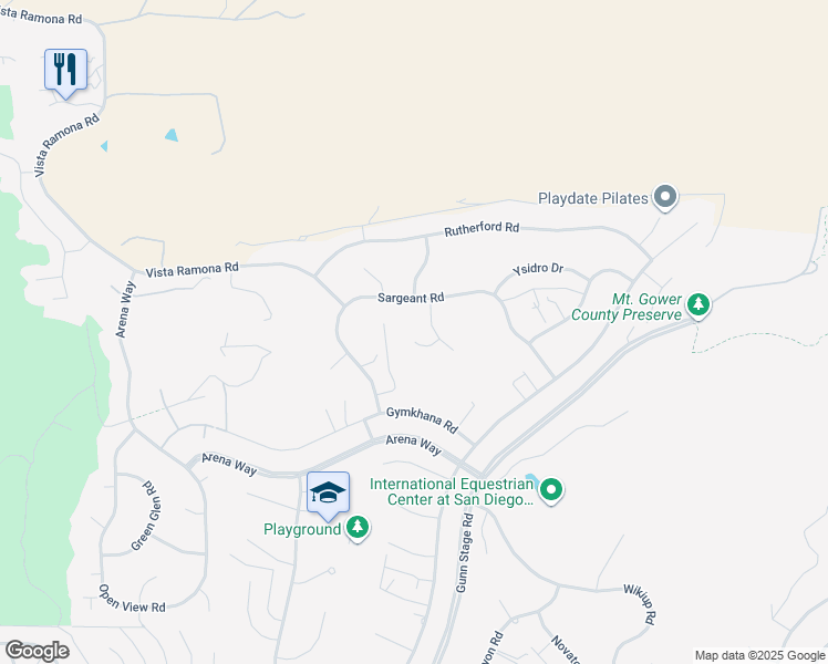 map of restaurants, bars, coffee shops, grocery stores, and more near 24144 Saint Helena Court in Ramona
