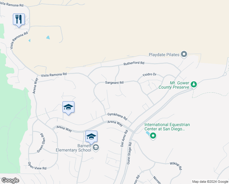 map of restaurants, bars, coffee shops, grocery stores, and more near 24144 Saint Helena Court in Ramona
