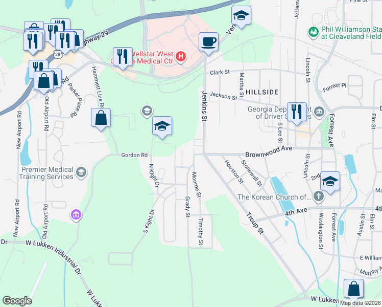 map of restaurants, bars, coffee shops, grocery stores, and more near 809 Monroe Street in LaGrange