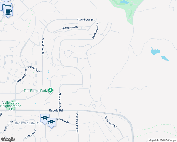 map of restaurants, bars, coffee shops, grocery stores, and more near 17065 Butterfield Trail in Poway