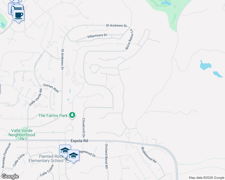 map of restaurants, bars, coffee shops, grocery stores, and more near 17159 Tam O Shanter Drive in Poway