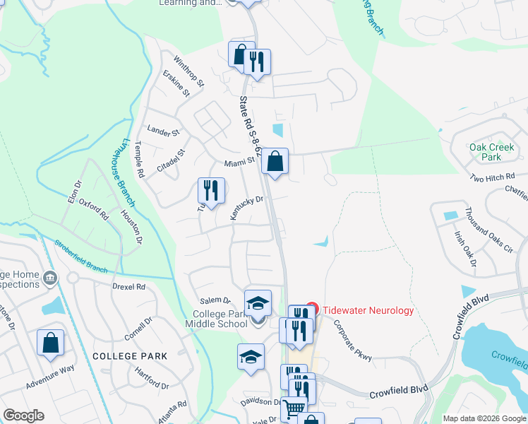 map of restaurants, bars, coffee shops, grocery stores, and more near 818 College Park Road in Ladson