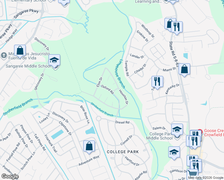 map of restaurants, bars, coffee shops, grocery stores, and more near 102 Case Court in Ladson