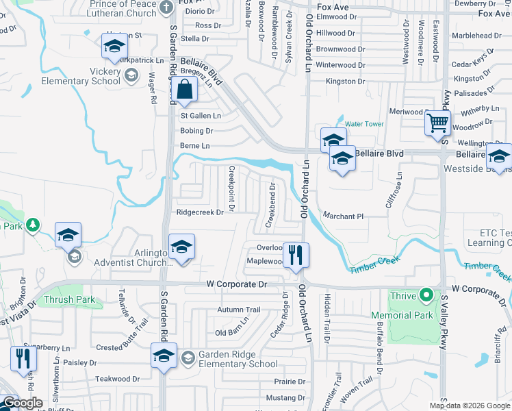 map of restaurants, bars, coffee shops, grocery stores, and more near 1722 Circle Creek Drive in Lewisville