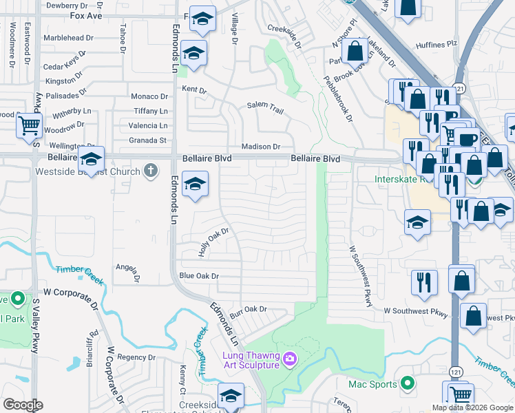 map of restaurants, bars, coffee shops, grocery stores, and more near 741 Red Wing Drive in Lewisville