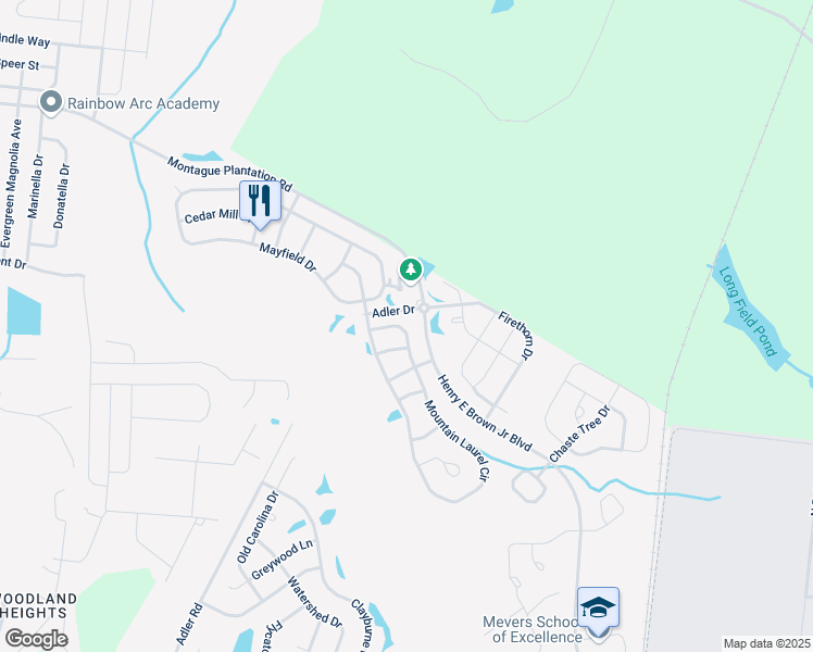 map of restaurants, bars, coffee shops, grocery stores, and more near 422 Mountain Laurel Circle in Goose Creek