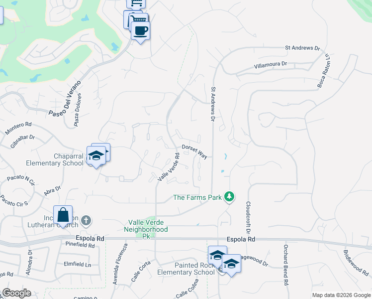 map of restaurants, bars, coffee shops, grocery stores, and more near 17240 Cuvee Court in Poway