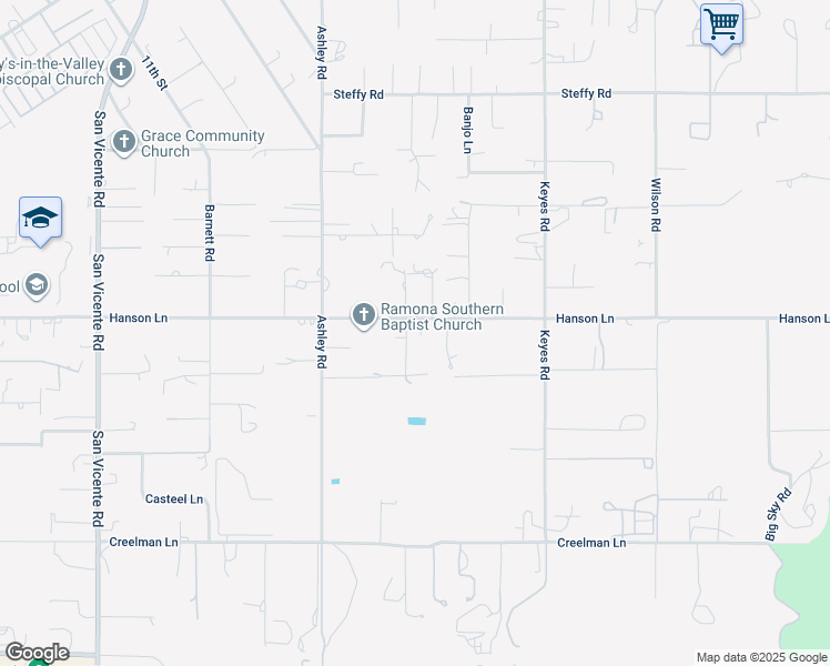 map of restaurants, bars, coffee shops, grocery stores, and more near 724 Hanson Lane in Ramona
