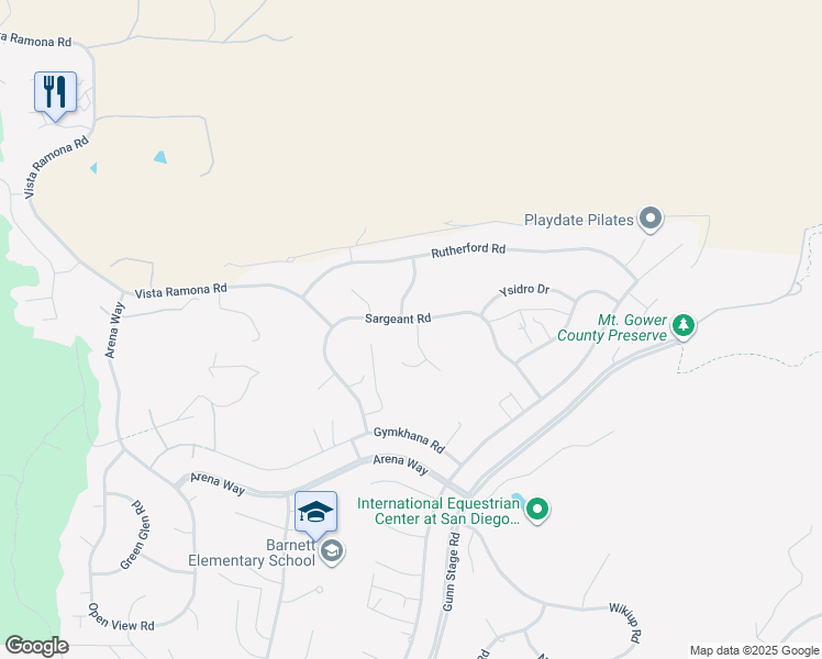 map of restaurants, bars, coffee shops, grocery stores, and more near 17272 Saint Helena Drive in Ramona