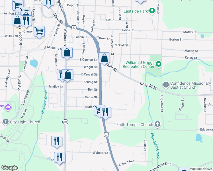 map of restaurants, bars, coffee shops, grocery stores, and more near 901 Whiteline Street in LaGrange
