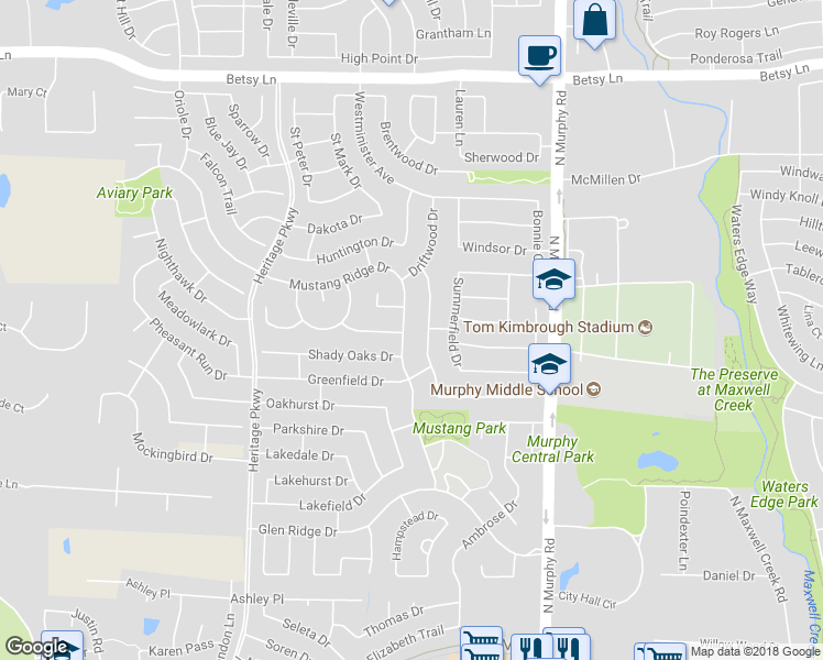 map of restaurants, bars, coffee shops, grocery stores, and more near 700 Mustang Ridge Drive in Murphy