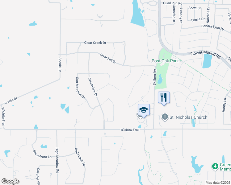 map of restaurants, bars, coffee shops, grocery stores, and more near 5125 Heather Court in Flower Mound