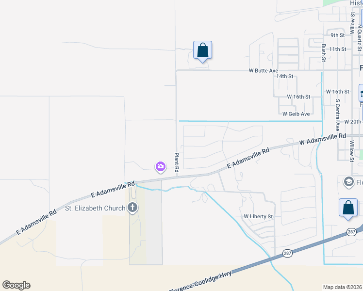 map of restaurants, bars, coffee shops, grocery stores, and more near Plant Road in Florence