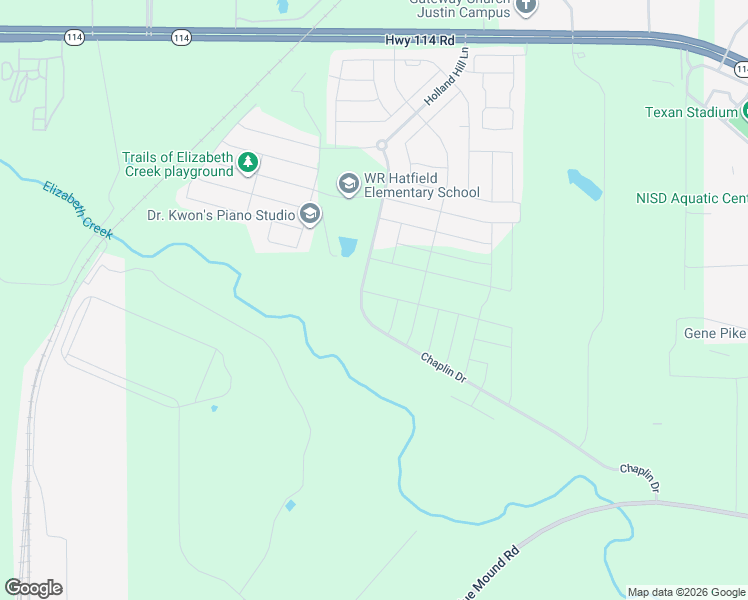 map of restaurants, bars, coffee shops, grocery stores, and more near Unnamed Road in Justin