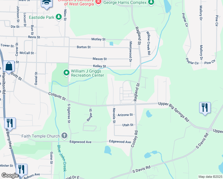 map of restaurants, bars, coffee shops, grocery stores, and more near 115 Martin Luther King Junior Court in LaGrange