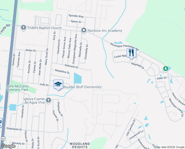 map of restaurants, bars, coffee shops, grocery stores, and more near 114 Vango Drive in Goose Creek