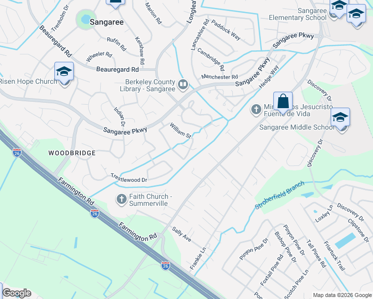 map of restaurants, bars, coffee shops, grocery stores, and more near 143 William Street in Summerville