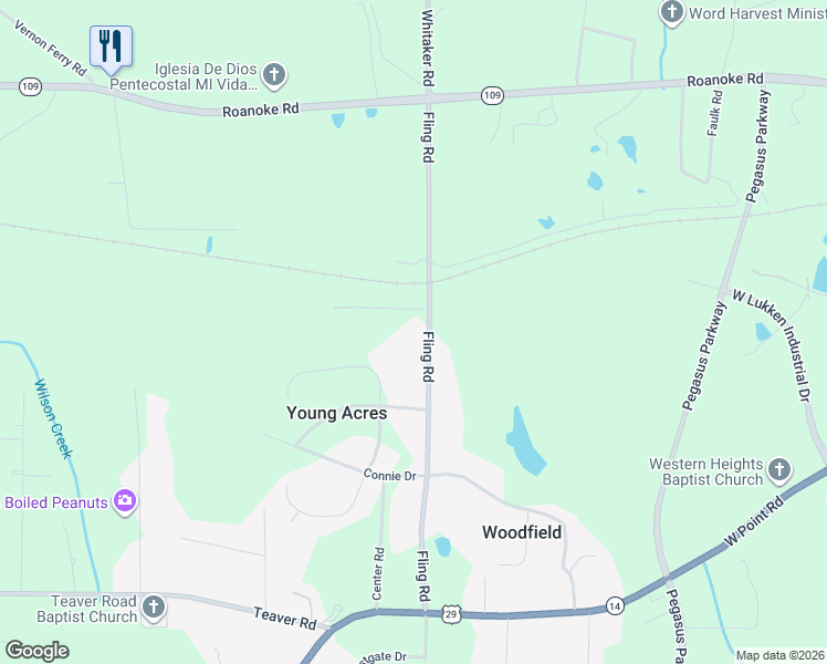 map of restaurants, bars, coffee shops, grocery stores, and more near 294 Fling Road in LaGrange