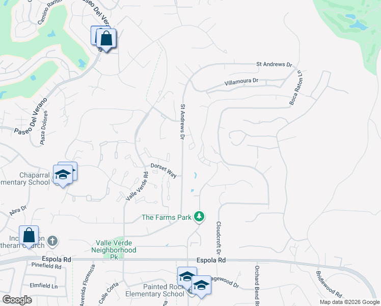 map of restaurants, bars, coffee shops, grocery stores, and more near 13416 The Square in Poway