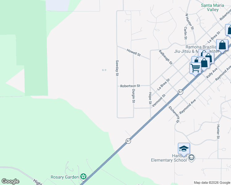 map of restaurants, bars, coffee shops, grocery stores, and more near 196 Sawday Street in Ramona