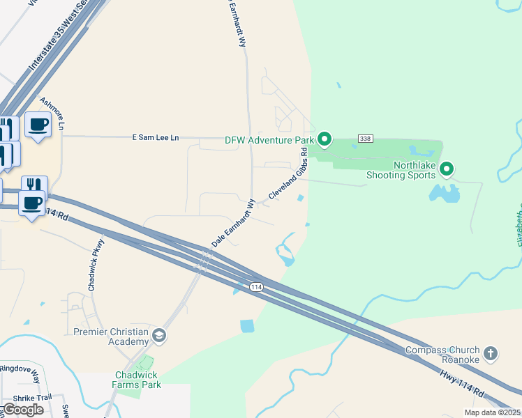map of restaurants, bars, coffee shops, grocery stores, and more near 4251 Dale Earnhardt Way in Northlake
