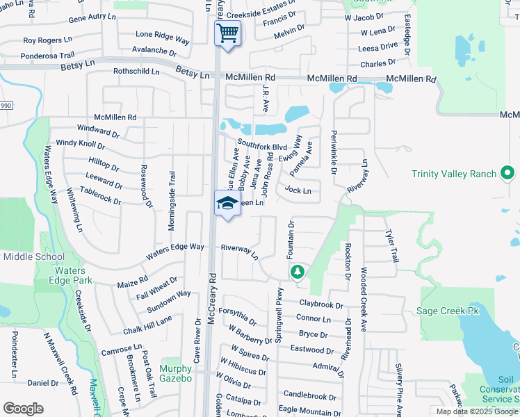map of restaurants, bars, coffee shops, grocery stores, and more near 271 Jena Avenue in Wylie