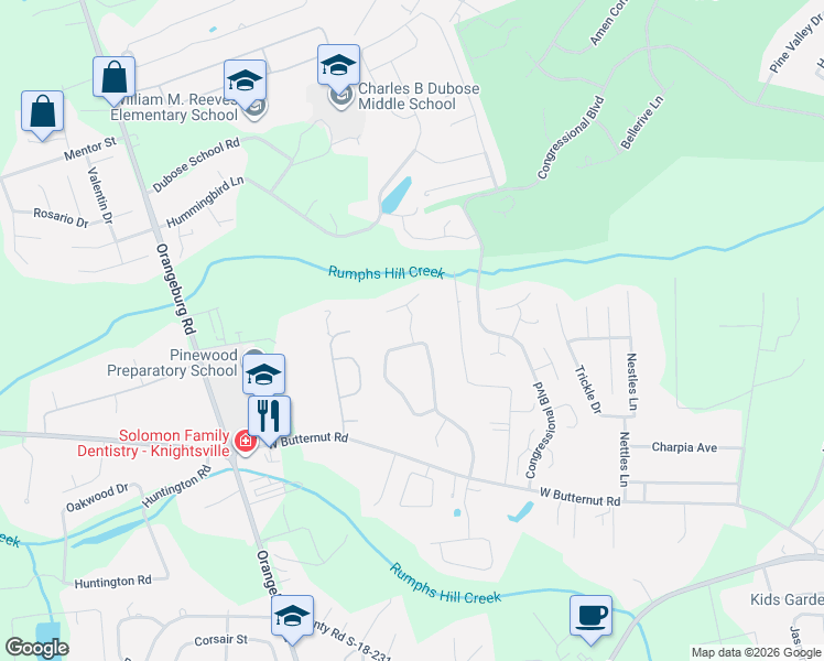 map of restaurants, bars, coffee shops, grocery stores, and more near 2012 Trotters Run Road in Summerville