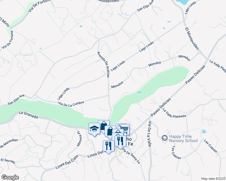 map of restaurants, bars, coffee shops, grocery stores, and more near 6009 Mimulus in Rancho Santa Fe