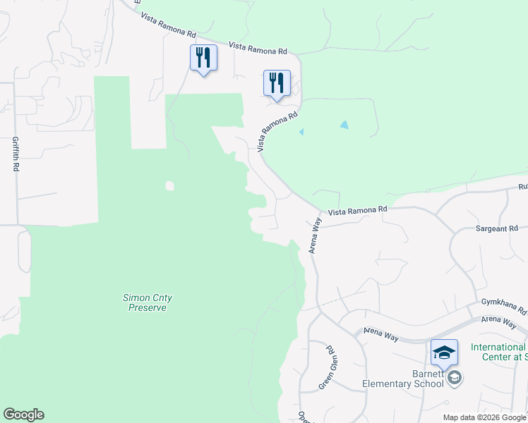 map of restaurants, bars, coffee shops, grocery stores, and more near 17289 Rising Dale Way in Ramona