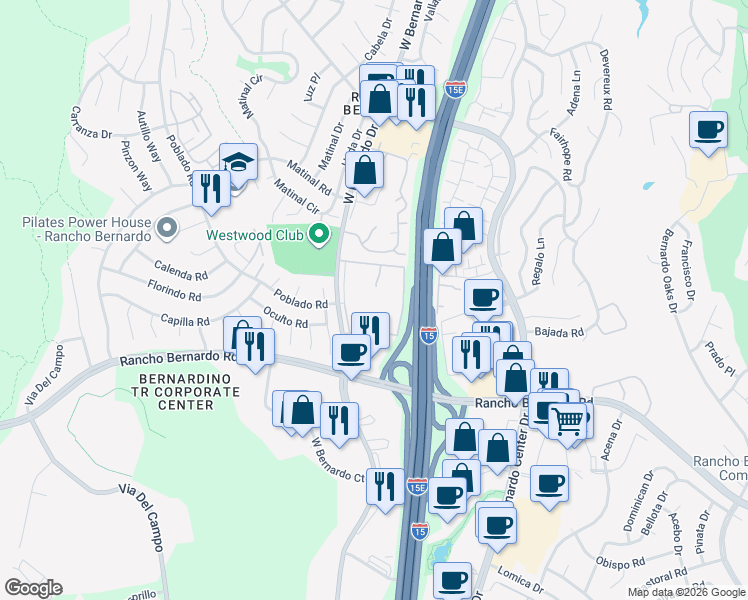 map of restaurants, bars, coffee shops, grocery stores, and more near in San Diego