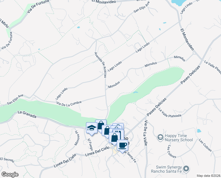 map of restaurants, bars, coffee shops, grocery stores, and more near 6010 Mimulus in Rancho Santa Fe