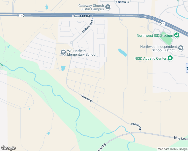 map of restaurants, bars, coffee shops, grocery stores, and more near Unnamed Road in Justin