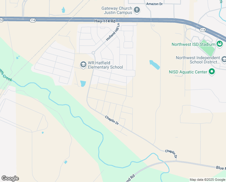 map of restaurants, bars, coffee shops, grocery stores, and more near Unnamed Road in Justin