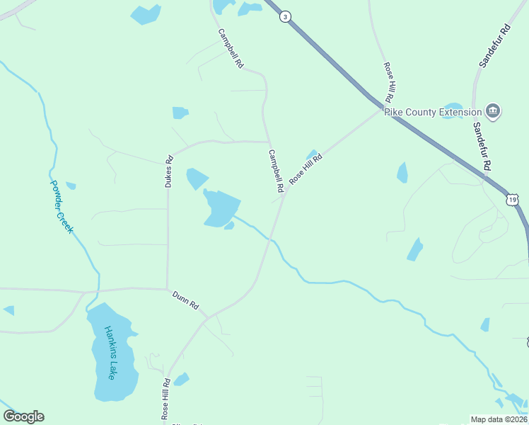 map of restaurants, bars, coffee shops, grocery stores, and more near 998 Campbell Road in Meansville