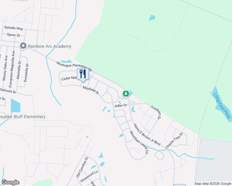 map of restaurants, bars, coffee shops, grocery stores, and more near 604 Parkwood Drive in Goose Creek