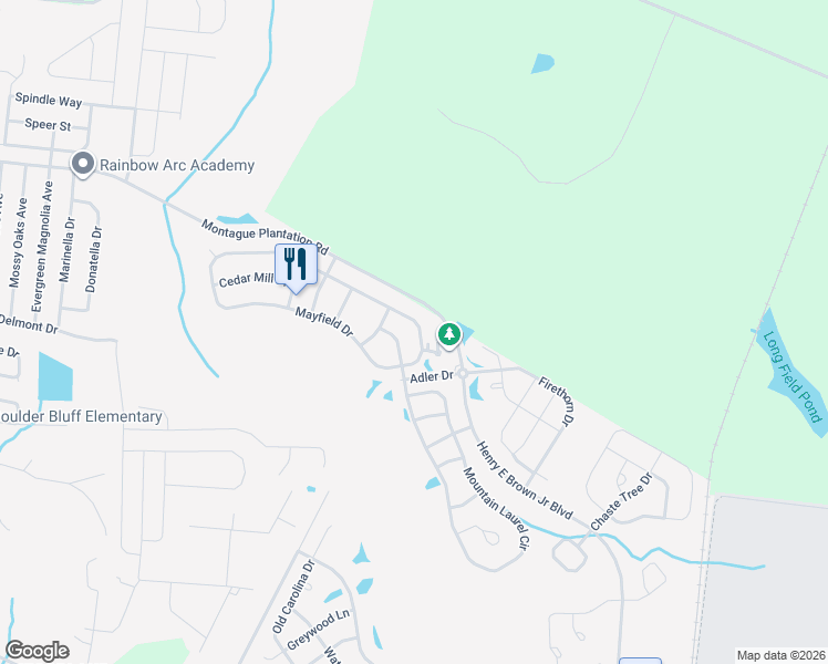 map of restaurants, bars, coffee shops, grocery stores, and more near 145 Mayfield Drive in Goose Creek