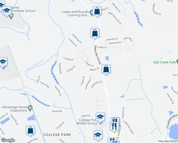 map of restaurants, bars, coffee shops, grocery stores, and more near 207 Miami Street in Ladson