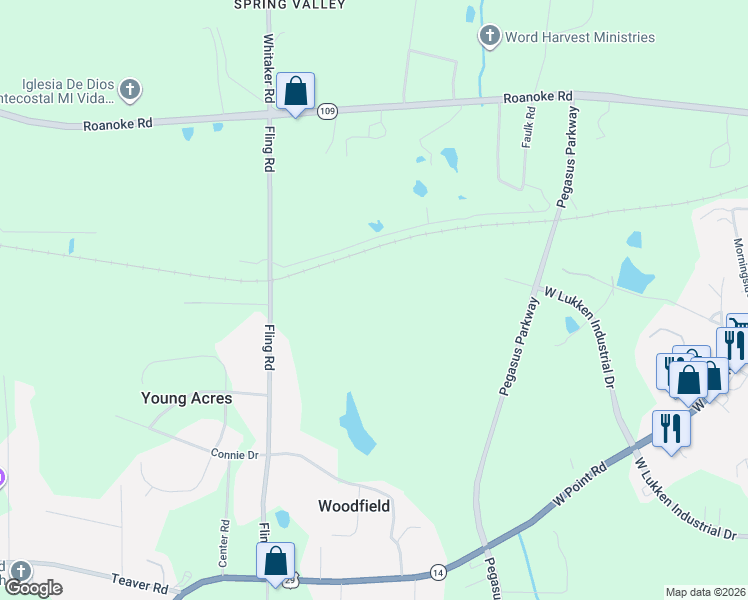 map of restaurants, bars, coffee shops, grocery stores, and more near 233 Fling Road in LaGrange