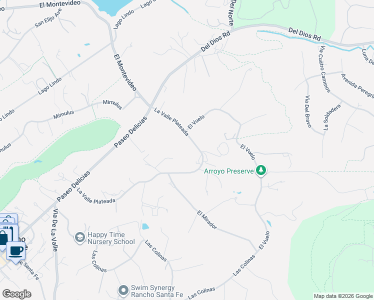 map of restaurants, bars, coffee shops, grocery stores, and more near 6870 La Valle Plateada in Rancho Santa Fe