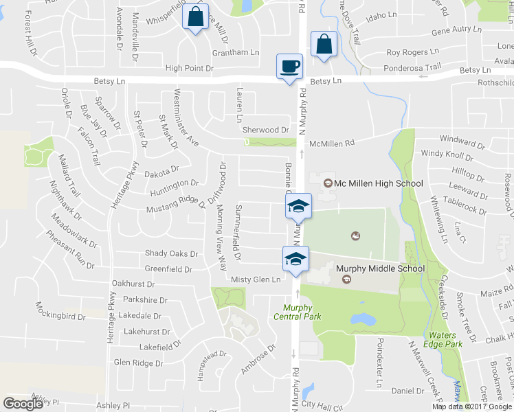 map of restaurants, bars, coffee shops, grocery stores, and more near 126 Hillcrest Drive in Murphy