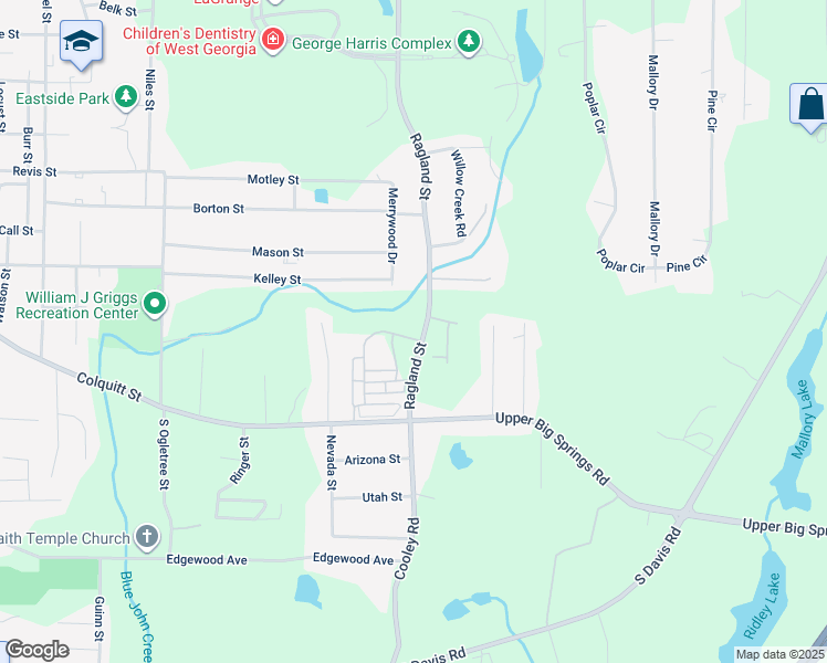map of restaurants, bars, coffee shops, grocery stores, and more near 104 Jordans Way in LaGrange