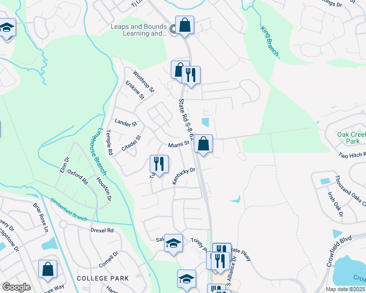 map of restaurants, bars, coffee shops, grocery stores, and more near 203 Miami Street in Ladson