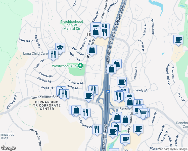 map of restaurants, bars, coffee shops, grocery stores, and more near in San Diego