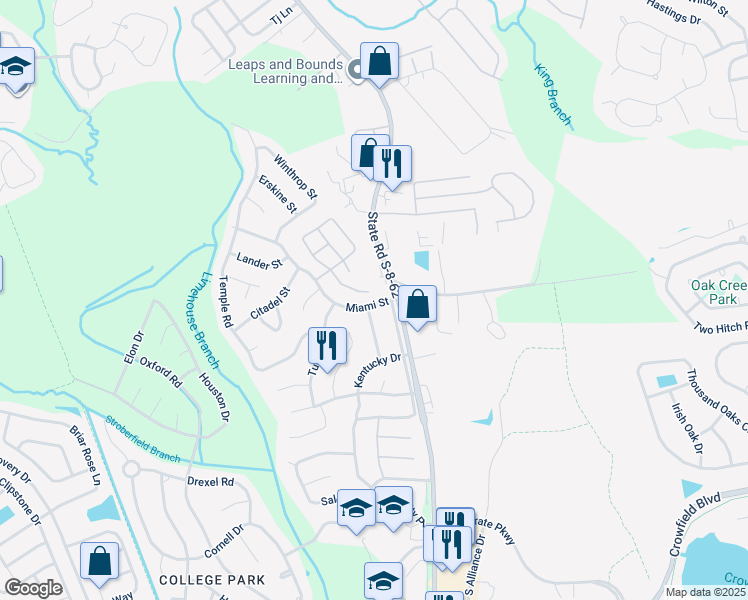 map of restaurants, bars, coffee shops, grocery stores, and more near 203 Miami Street in Ladson