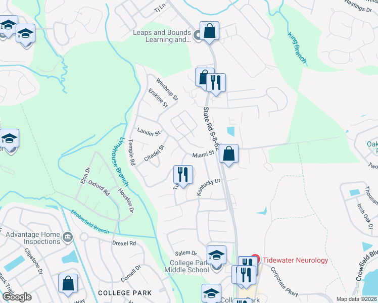 map of restaurants, bars, coffee shops, grocery stores, and more near 207 Miami Street in Ladson