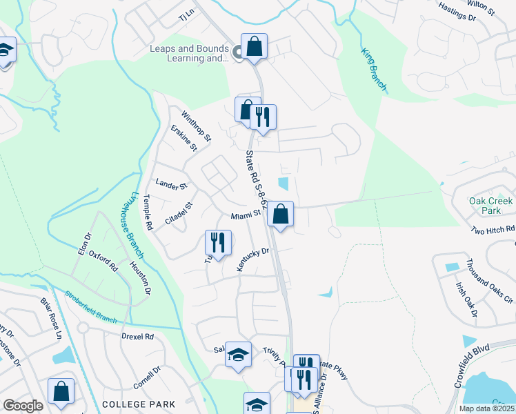 map of restaurants, bars, coffee shops, grocery stores, and more near 203 Miami Street in Ladson